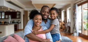 family-showcasing-their-home