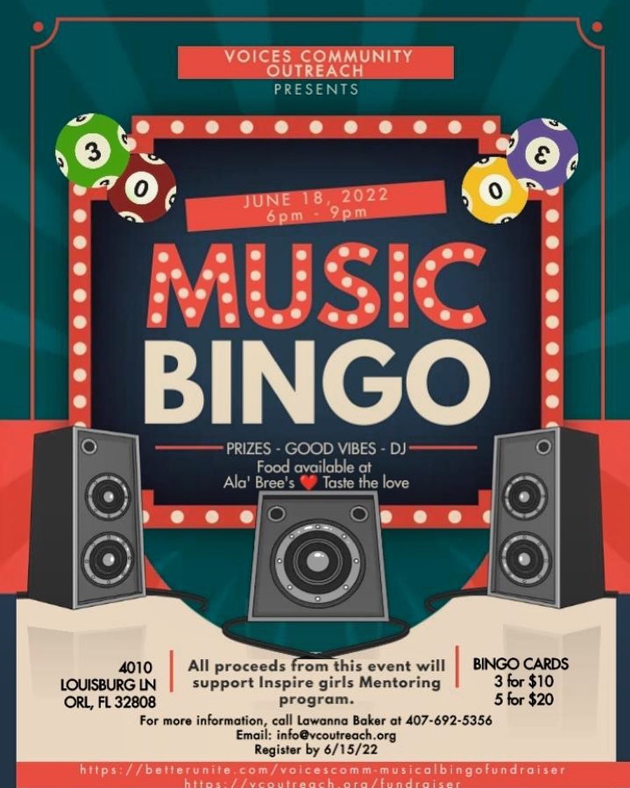 Music Bingo Fundraiser 06-18-2022 Flyer