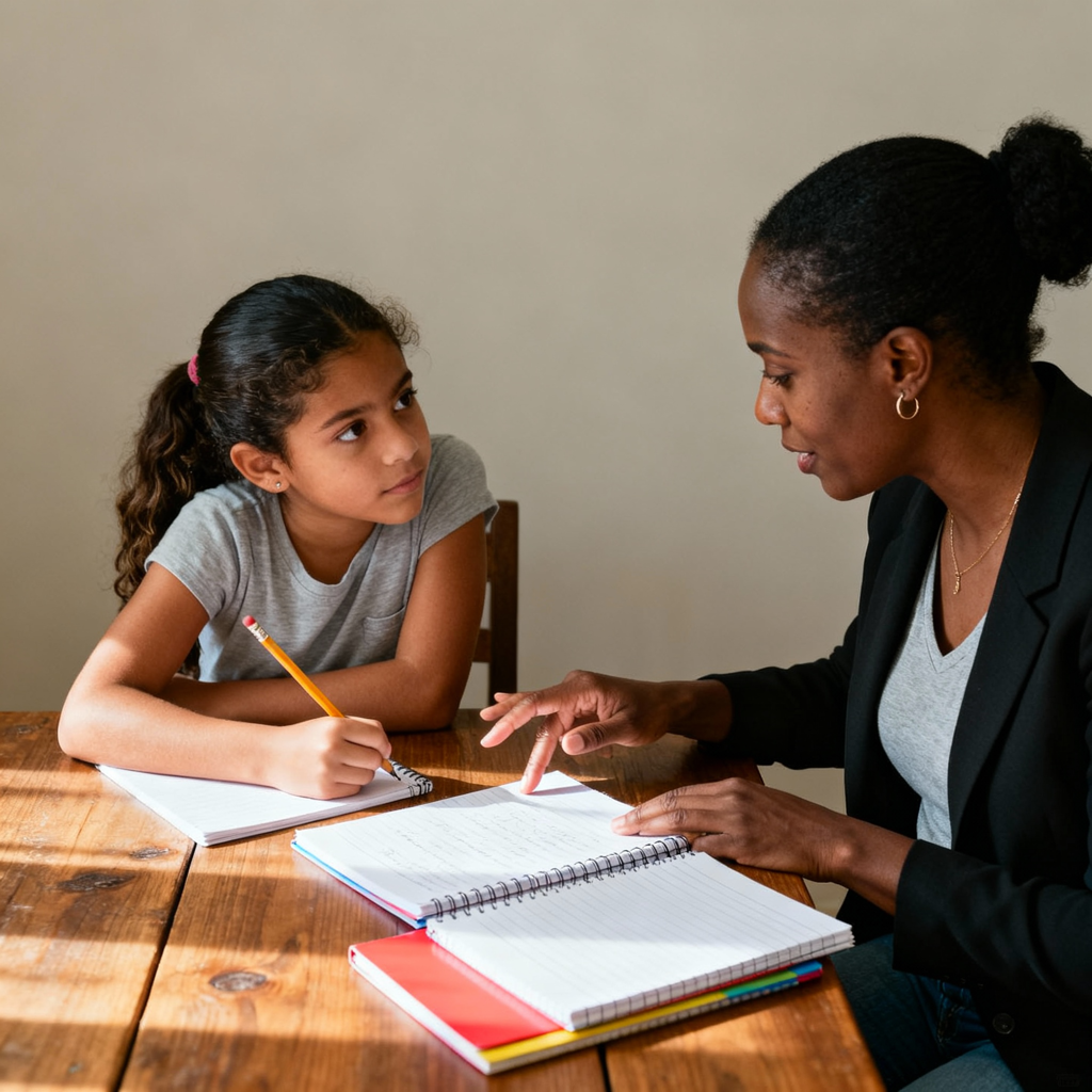 Girl receiving tutoring services