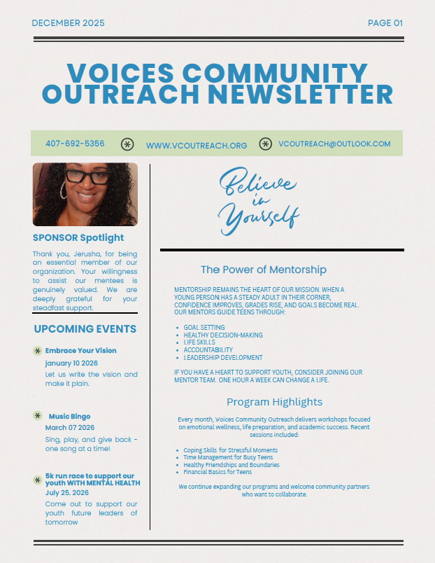 Voices Community Outreach Newsletter December 2025