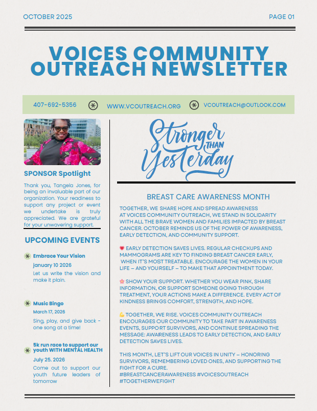 Voices Community Outreach Newsletter October 2025